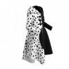 IDOPIP Cruella Deville Costume Enfants Filles 101 Dalmatiens Cruella De Vil Déguisements avec Perruque Porte-Cigarette 4pcs E