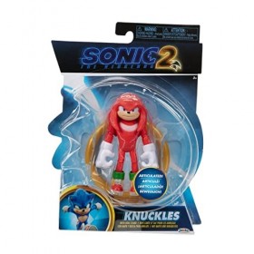 Sonic The Hedgehog 2 Movie - 41496 - Figurine articulée 10cm - Personnage Knuckles + Carte et Sac pour Les Anneaux