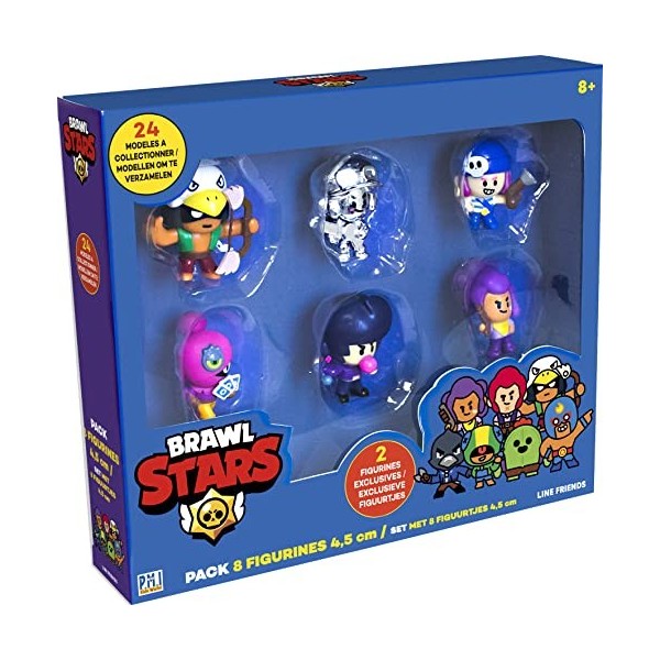 Brawl Stars - Pack 8 Figurines 4.5 Cm - Brawlers Team A - Personnages de Jeux Vidéos - Dès 8 ans - Lansay