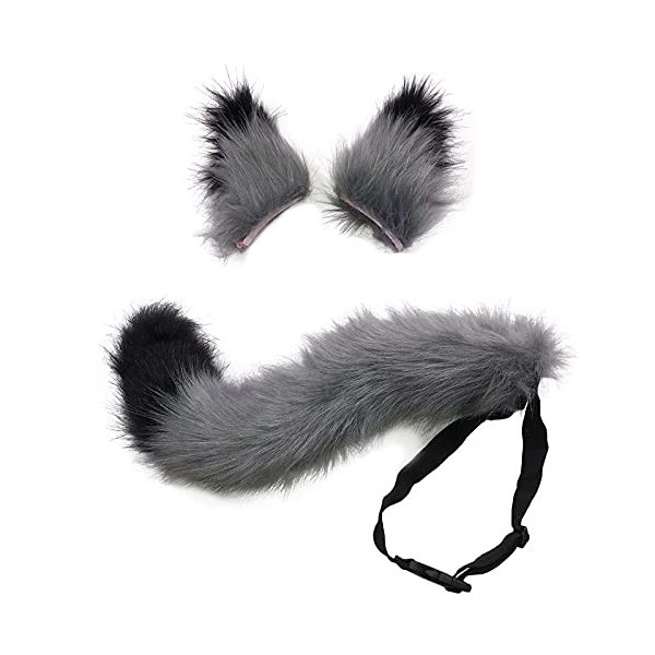 Kit de costume avec queue de renard et oreilles à clip en fausse fourrure pour enfants et adultes, pour fête dHalloween, jou