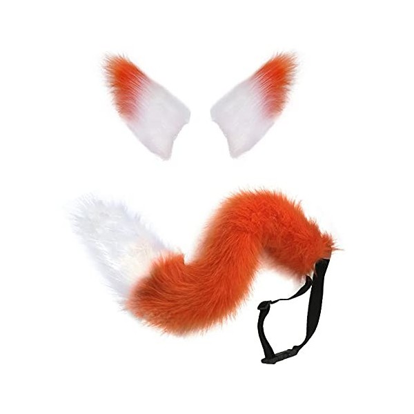 Kit de costume avec queue de renard et oreilles à clip en fausse fourrure pour enfants et adultes, pour fête dHalloween, jou