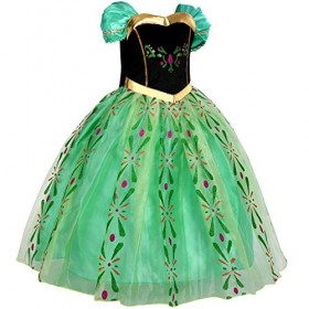 Odizli Anna Costume pour fille Princesse Robe Halloween Noël Carnaval Anniversaire Fête Cosplay Fleurs Broderie Robe de Fête,