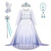 DAJASD Elsa Costume pour fille - Robe de princesse à manches longues - Robe Elsa pour fille avec couronne tressée - Gants - A