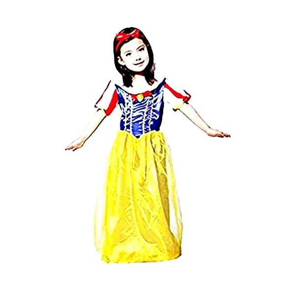 KIRALOVE - Costume Blanche-Neige - Déguisement - Carnaval - Halloween - Princesse - Couleur Jaune - Taille L - 6-7 ans - Idée