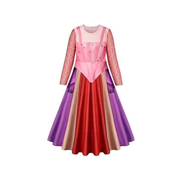 Winifred Sanderson Costume de sorcière à manches longues pour filles – Costume de sorcière pour Halloween, cosplay, carnaval,