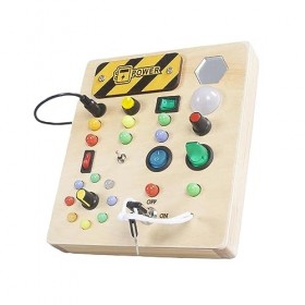 Harilla Panneau de commande en bois avec interrupteur lumineux, jouet sensoriel, jeu dintérieur, jouet éducatif précoce, pan