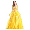 Odizli Robe de princesse pour femme - Pour Halloween, Noël, carnaval, cosplay, fête - Longue robe de bal avec gants, Jaune be