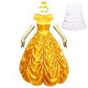 Odizli Robe de princesse pour femme - Pour Halloween, Noël, carnaval, cosplay, fête - Longue robe de bal avec gants, Jaune be
