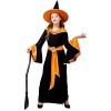 SEA HARE Robe de Sorcière Glamour de La Fille dHalloween Orange, L:10-12 Ans 