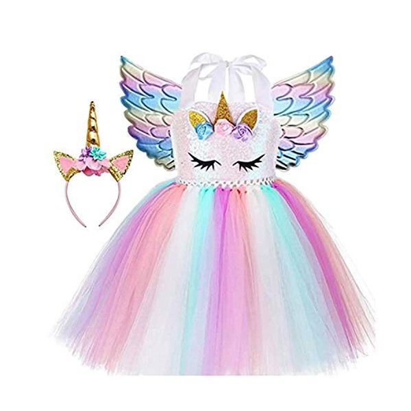 Robe de tutu de princesse licorne pour filles pour fête danniversaire de filles, Adorable robe de licorne pastel 8-9 ans 13