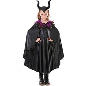 OBEEII Déguisement Maléfique Fille Halloween Carnaval Robe ave Bandeau +Ailes Sleeping Beauty Halloween Noël Costume pour Enf