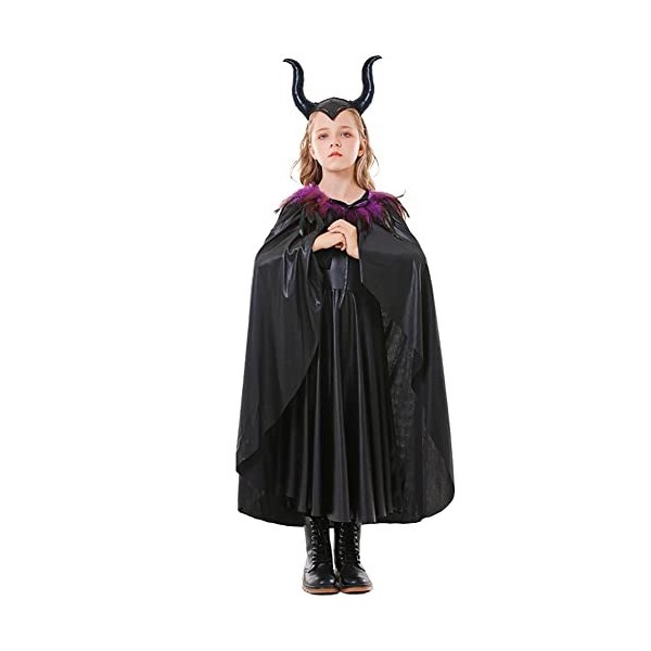 OBEEII Déguisement Maléfique Fille Halloween Carnaval Robe ave Bandeau +Ailes Sleeping Beauty Halloween Noël Costume pour Enf