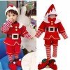 SalmophC Costume de père Noël pour enfants, Costume de père Noël pour enfants de Noël avec chapeau Festival de fête de Noël D