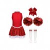 TiaoBug Costume Pom-pom Girl Enfant Fille Déguisement Cheerleaders Cospaly Halloween Carnaval Paillettes Robe Dance Gymnastiq