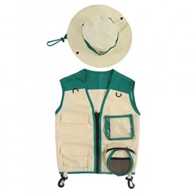 GLOGLOW Chapeau de Gilet Daventure pour Enfants, Kit Daventure en Plein Air Ensemble de Chapeau de Gilet de Cargaison pour 