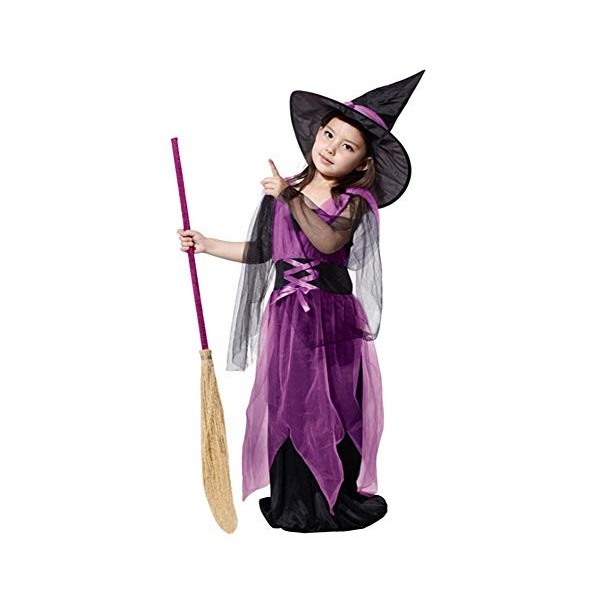 Costume de sorcière - fille - violet - noir - carnaval - halloween - taille m - 4/5 ans - idée de cadeau danniversaire de No