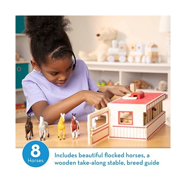 Melissa & Doug Étable Pour Chevaux De Spectacle | Jouet en bois pour enfants | Jeux de rôles | 3+ | Cadeau pour garçon ou fil