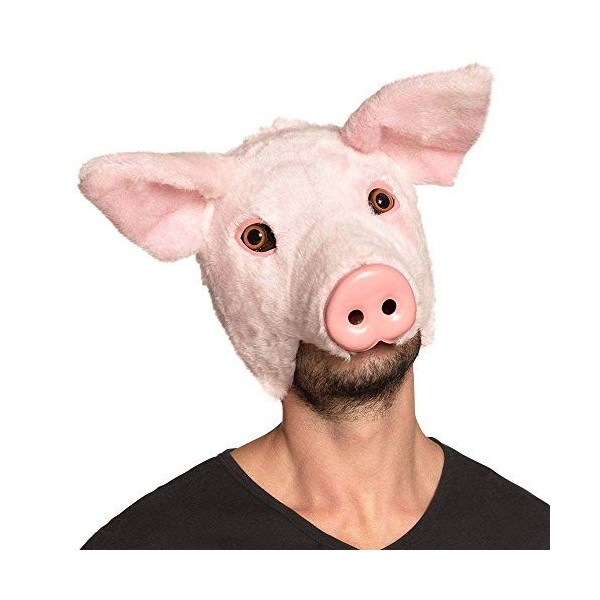 BOLAND BV Masque cochon peluche adulte - Rose - Taille Unique