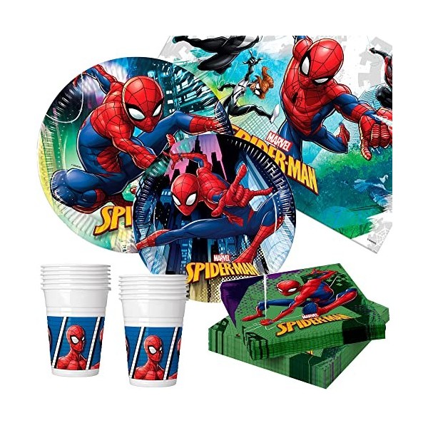 ColorBaby Spiderman Lot de 16 pièces pour fête Happy Deluxe 89 pièces