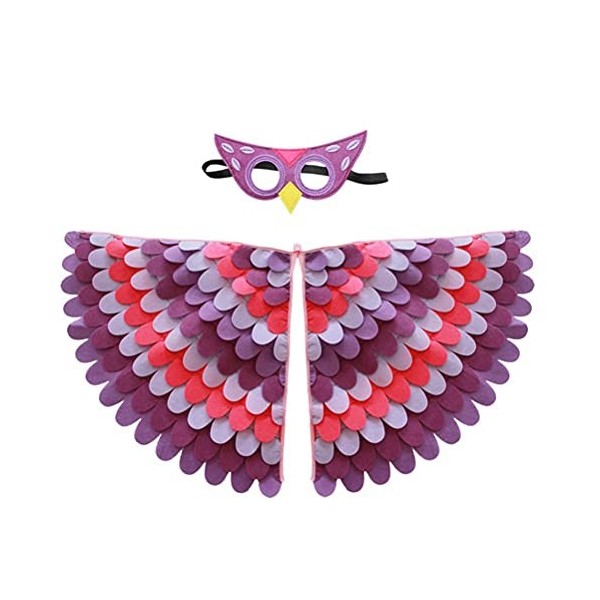 SASKATE Costume dailes doiseau pour enfants, cape colorée avec ailes - Costume de fée pour filles et garçons