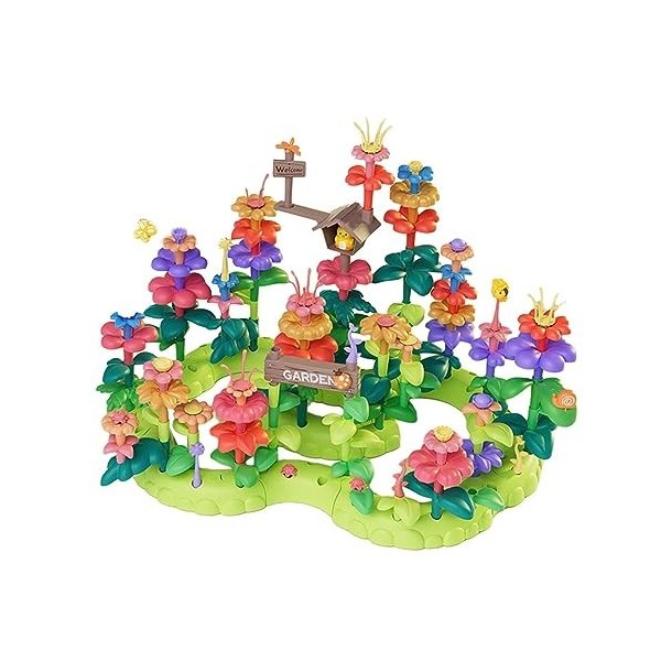 MagiDeal Ensemble de Jeu de Simulation de Jardinage, Jouet de Construction de, Ensemble de Jeu de Blocs de Fleurs En Croissan