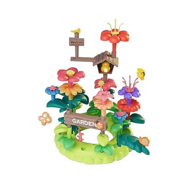 MagiDeal Ensemble de Jeu de Simulation de Jardinage, Jouet de Construction de, Ensemble de Jeu de Blocs de Fleurs En Croissan