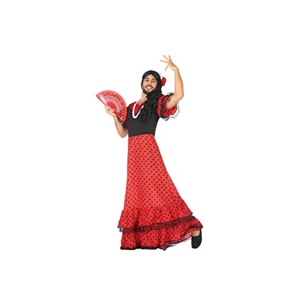 Atosa-95456 Atosa-95456-Costume-Déguisement Danseuse Flamenco M-L-Adulte, Homme, 95456, Rouge, M-L