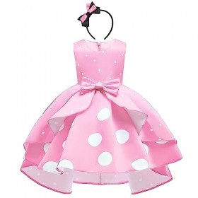 Enfants Bébé Filles Robe Tutu à Pois avec Bandeau Doreille, Déguisement pour Fête de Noël Carnaval Anniversaire Halloween, S