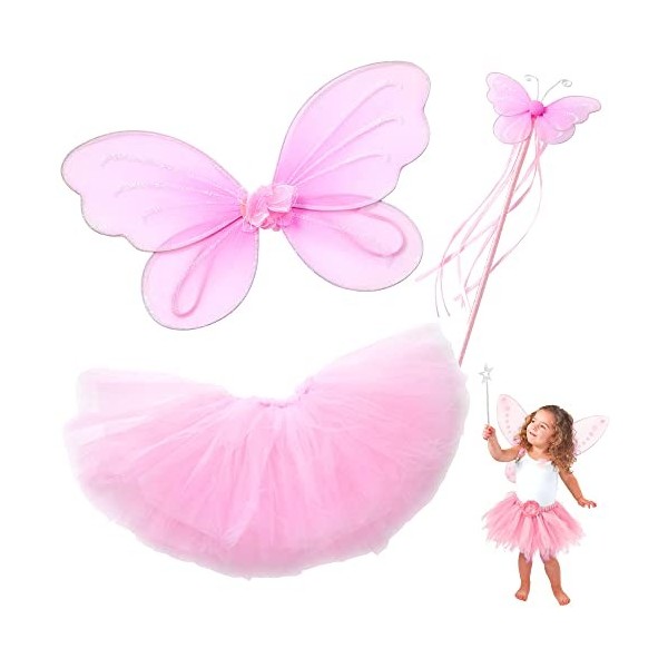 Butterfly Craze Heart to Heart Ensemble de Costume Classique Fée Clochette Déguisement pour Enfant - Tutu/escadre/Baguette Ma