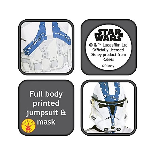 Rubies Costume Officiel Disney Star Wars Clone Trooper pour Enfant - Taille L 8-10 Ans