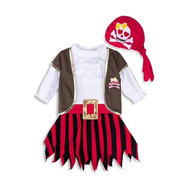 MOMBEBE COSLAND Ensembles Pirate Enfant Filles Halloween Tenue 5 Pièces 2 Ans Rouge