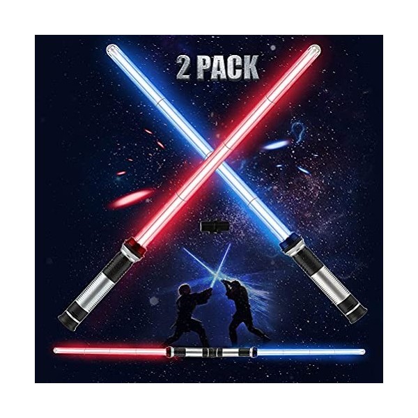 Ozgkee Sabre laser LED pour enfants, sabres lumineux rétractables, Force FX avec lumière et son blaster, Space Wars cadeaux d