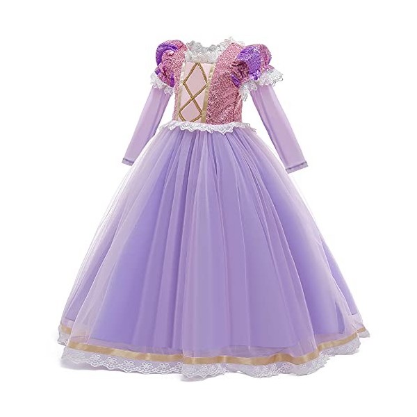 Filles Princesse Robe+Accessoires Raiponce Ensemble Conte De Fées Cosplay Halloween Carnaval Costumes Noël Anniversaire Fête 