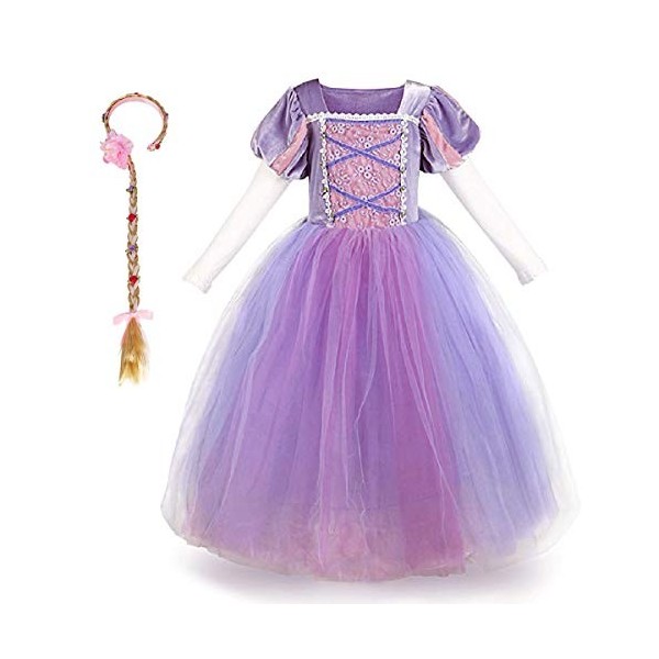 IBTOM CASTLE Costume de princesse Cendrillon Sofia Rapunzel, pour enfant, robe longue pour fête, cosplay, carnaval, demoisell