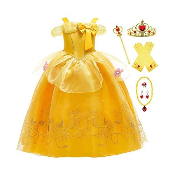 New front Princesse Belle Robe Belle Fille Robe avec accessoires Robe élégante de fille pour Luxury Party Halloween Anniversa