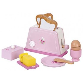 Siva Toys 225402&nbsp;grille-pain en bois Rose avec accessoires, Multi Couleur - Version Anglaise