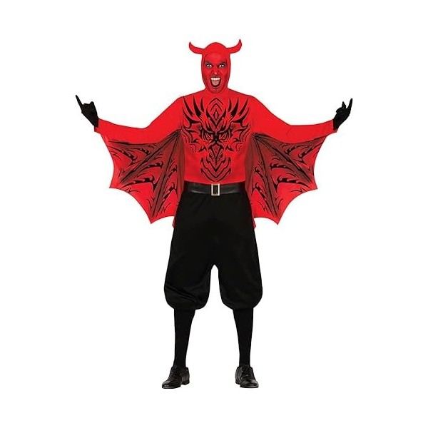 Fiestas Guirca Déguisement Démon Rouge avec Ailes ​​- Déguisement Halloween Diable Infernal Homme Taille 52-54 L