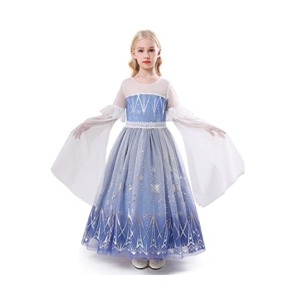 ELSA & ANNA Robe Princesse pour Filles - Déguisement Reine des Neiges pour Filles - Robe Princesse Filles pour Fêtes, Anniver