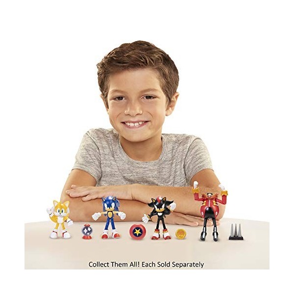 Sonic The Hedgehog- Figurine daction avec Accessoire étoile à Ressort, 4" Modern Sonic