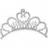 Accessoires pour cheveux – Petite couronne avec cœur – Diadème avec strass blancs en métal avec peigne, essais de danse, mari