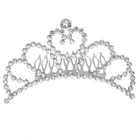 Accessoires pour cheveux – Petite couronne avec cœur – Diadème avec strass blancs en métal avec peigne, essais de danse, mari