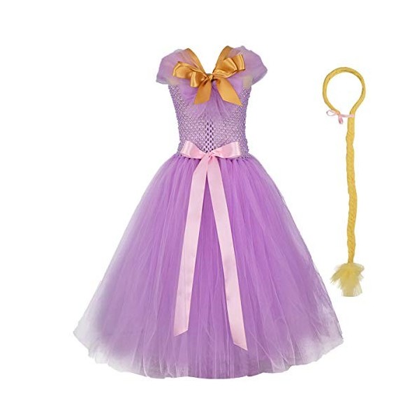 Déguisement Robe de Sirène pour Enfant Filles Ariel Princesse Entrejambe Fait Main Robe Tulle avec Bandeau Cosplay Xmas Anniv