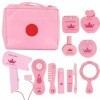 Jouets de maquillage, Qiilu Maquillage Jouets, Portable en Bois Rose Simulation Coiffeuse Cosmétique et Maquillage Accessoire