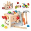 Wisplye Jouet en Bois Boite a Outil Enfant Montessori Educatif Jouet Bricolage Jeux de Construction Caisse a Outils pour Garç