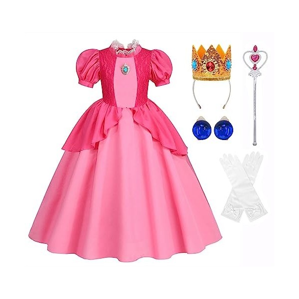 Cnexmin Fille Deguisement Princesse Peach robe de Princesse Peach F