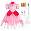 Cnexmin Fille Deguisement Princesse Peach robe de Princesse Peach Fille Costume Halloween Noël Anniversaire Fête Partie Carna