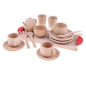 HTYG 16 pièces Café Thé Tasse Kit Vaisselle Pretend Jouet-Manger Ustensiles Accessoires Set pour Enfants Imitation Jeu Cuisin