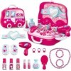 zalati Maquillage Boîte Jouets Ensemble 18 pcs Bijoux avec Voyage Valise Style Jouet Ensemble pour Enfants Jeu de Rôle Preten