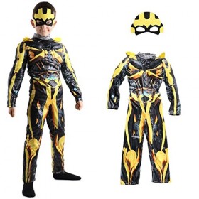 Costume Bumblebee, Super Héros, Costume + Masque, Unisexe, Halloween, Carnaval, Cosplay, pour enfants de 7-8 ans, M Bumblebe