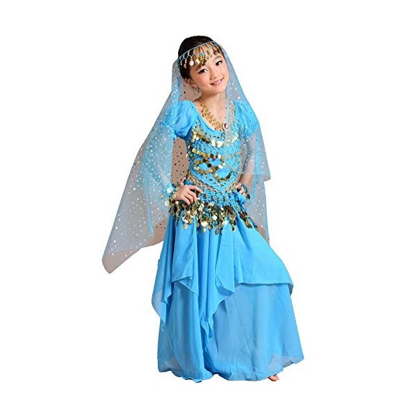 Astage Costume de danse orientale indienne pour fille Halloween, blanc, 3-5 ans